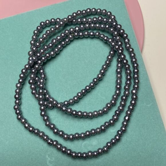 💛 Vintage Grey Blue Small Pearl Necklace - Picture 1 of 5